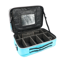 Кейс для мастера средний с зеркалом (35*24*12,5) голубой