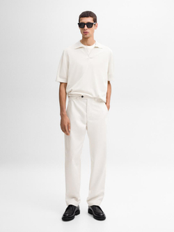 Massimo Dutti Трикотажная футболка-поло с короткими рукавами, натуральный