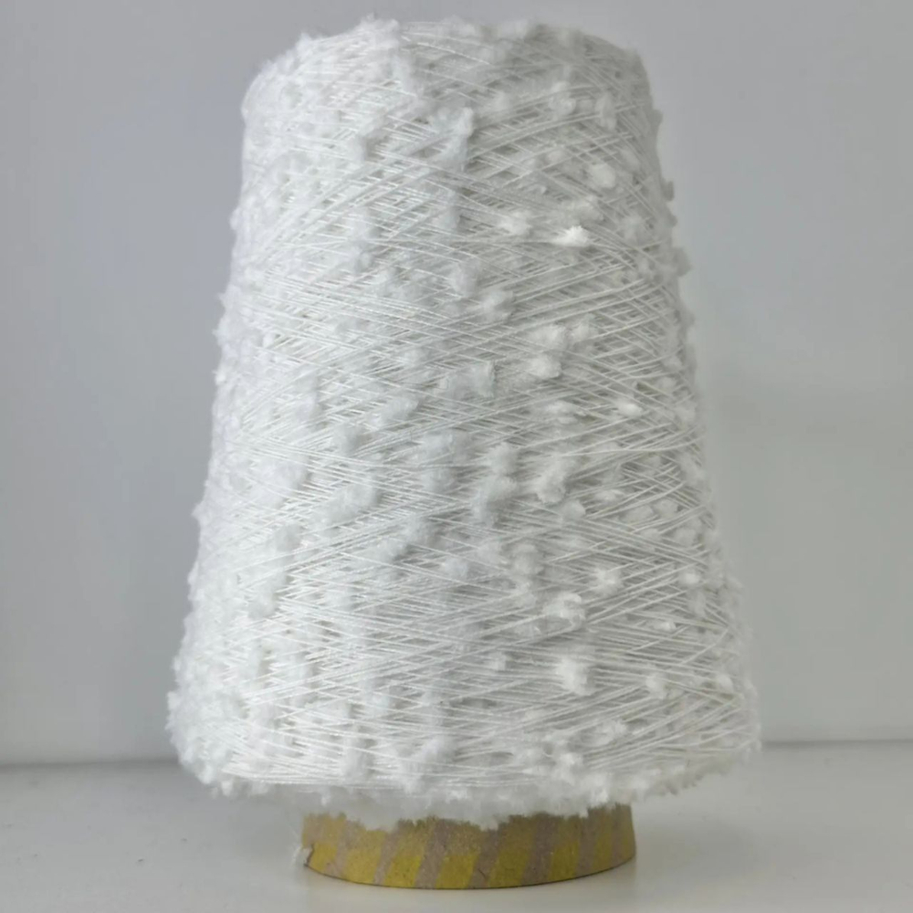 CENO - STOCK ITALY; вискоза, п/а; нить с "шишечками" ; 500м/100гр; цвет: белый; S501