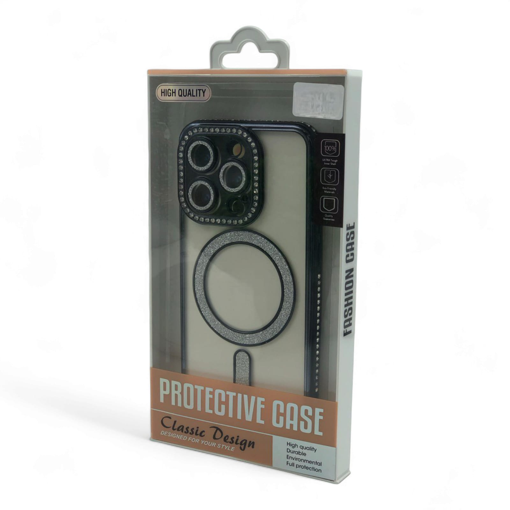 Чехол со стразами, защитой камеры, и сверкающим MagSafe iPhone 14 Pro Max