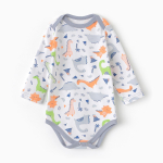Боди детский, цвет белый/динозавры, р. 68 10134582 (Рыжик)