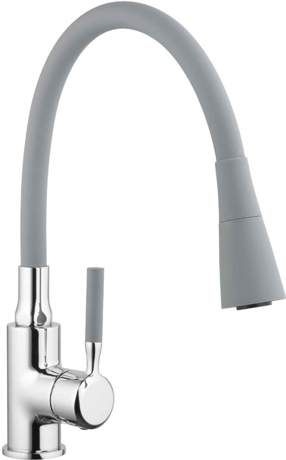 СМЕСИТЕЛЬ ДЛЯ КУХНИ С ГИБКИМ СИЛИКОНОВЫМ ИЗЛИВОМ CASELA 54199-9 ЛАТУНЬ, СЕРЫЙ