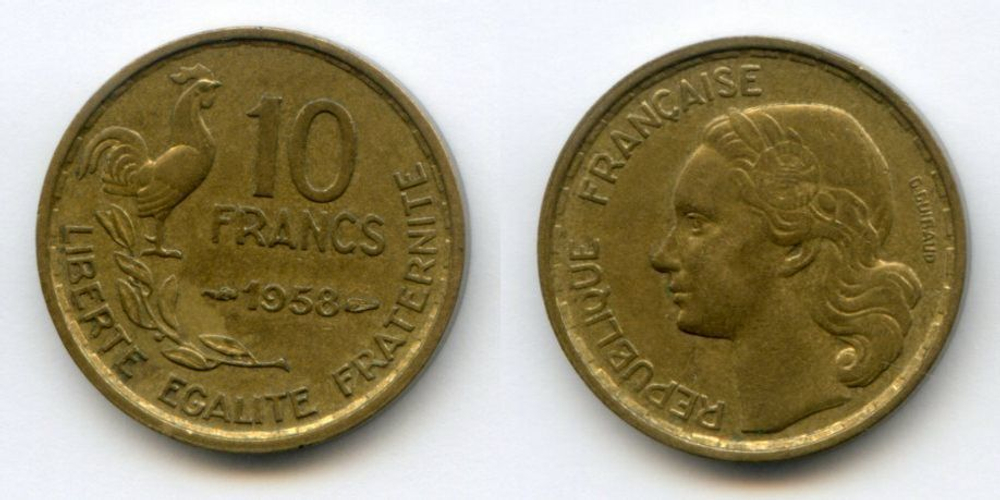 Франция 10 франков 1950-1958 (случайный год) VF-XF