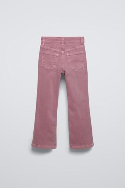 ZARA ДЖИНСЫ BOOT-CUT С ЗАКЛЕПКАМИ, ЛИНЯЛЫЙ РОЗОВЫЙ