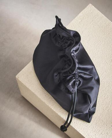 ZARA HOME САТИНОВАЯ СУМКА-КОСМЕТИЧКА БОЛЬШОГО РАЗМЕРА, ТЕМНО-СИНИЙ