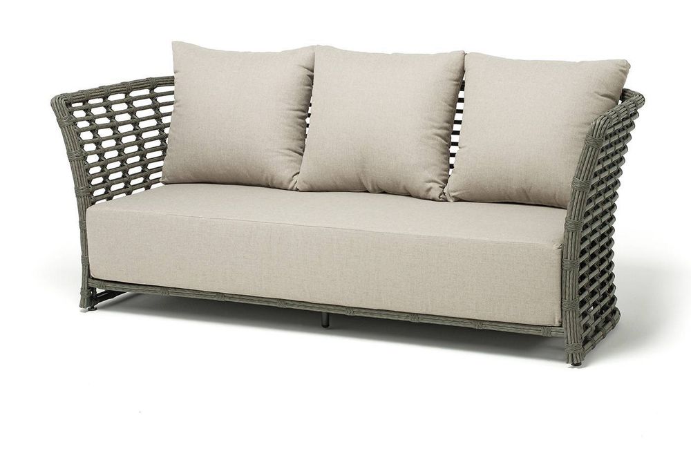 "Валенсия" диван из искусственного ротанга трехместный, цвет серый