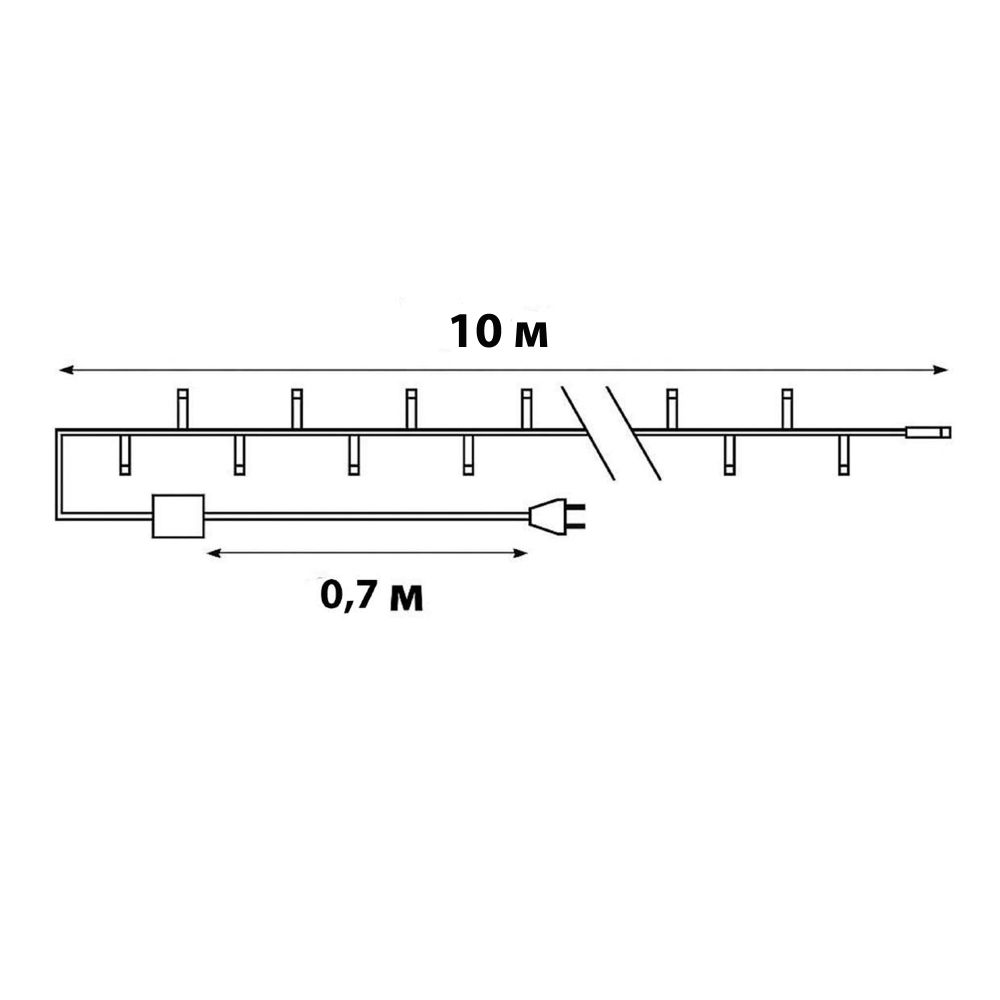 UDL-S1000-200-DGA WARM WHITE IP20 MINI Гирлянда с контроллером. 10м. 200 миниламп накаливания. Теплый белый свет. Провод зеленый. TM Uniel
