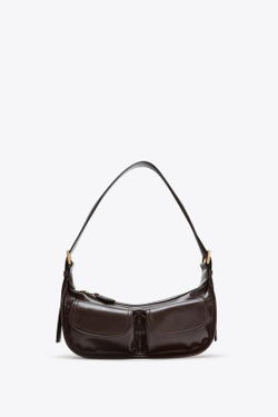 ZARA ГОРОДСКАЯ СУМКА С КАРМАНАМИ, БОРДОВО-КРАСНЫЙ