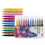 Фломастеры, 12 цв, Yalong, глиттер, корпус трехгранный утолщённый, "Бабочка", вентилируемый колпачок, ПВХ упаковка, европодвес