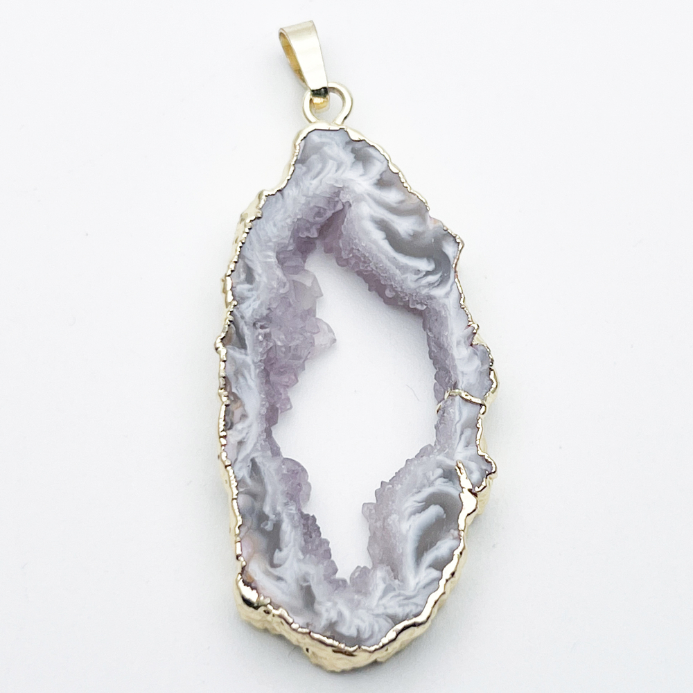 Подвеска срез агата в оправе, размер камня 48*23 мм, цена за 1 шт