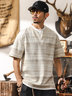 Футболка двойная обманка с разрезом, полосатая