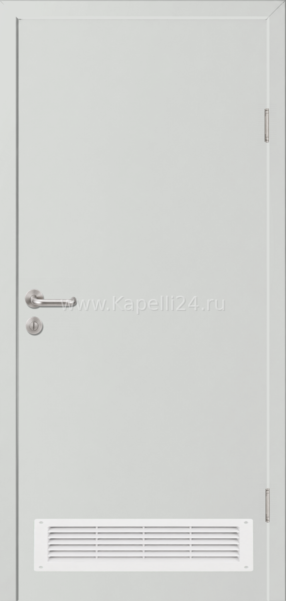 Влагостойкая Дверь Капель однопольная Светло-серый RAL 7035 Вентиляционная решетка белая