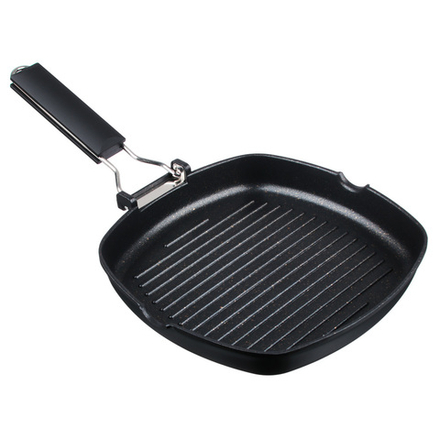 СЛАВЯНА Кобальт Сковорода-гриль литая, а/приг.покр.Мрамор, 24х24см, индукция, складная ручка