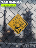 Табличка декоративная "Final Fantasy, Клауд Страйф, Cloud Strife" на дверь и стену, прикольная штука в подарок геймеру, декоративный знак, 24,5х24,5 см, Айдентика Технолоджи