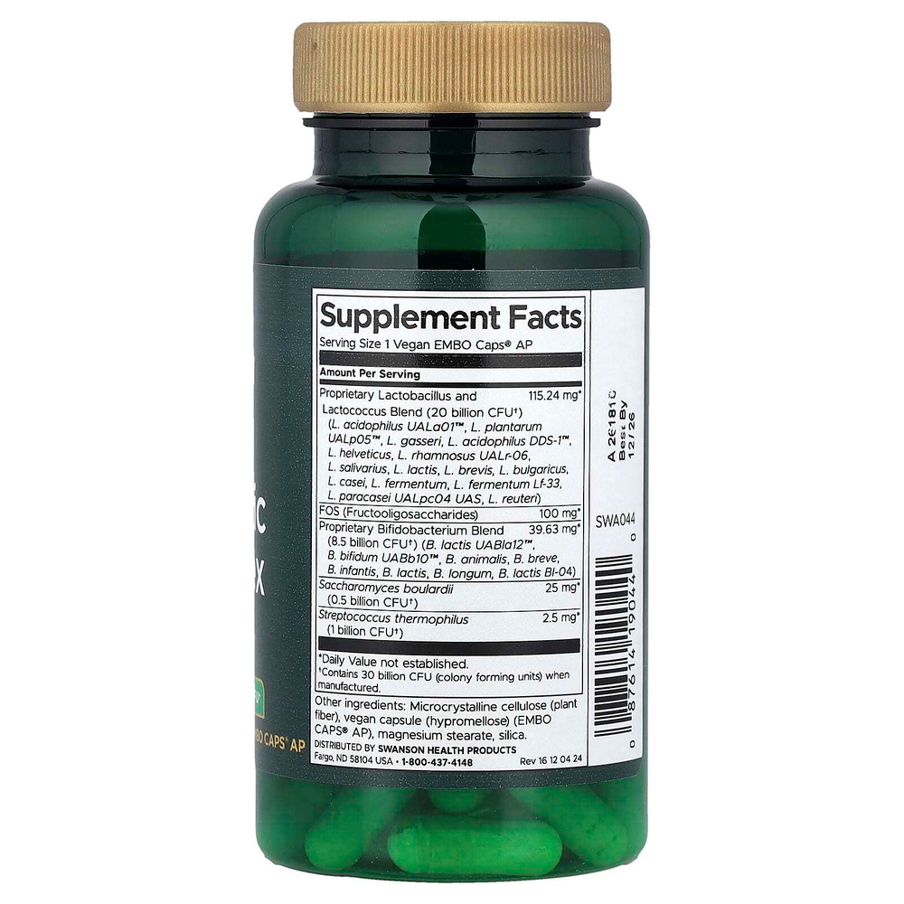Swanson, Комплекс ультрапробиотиков, 60 веганских капсул Embo Caps® AP