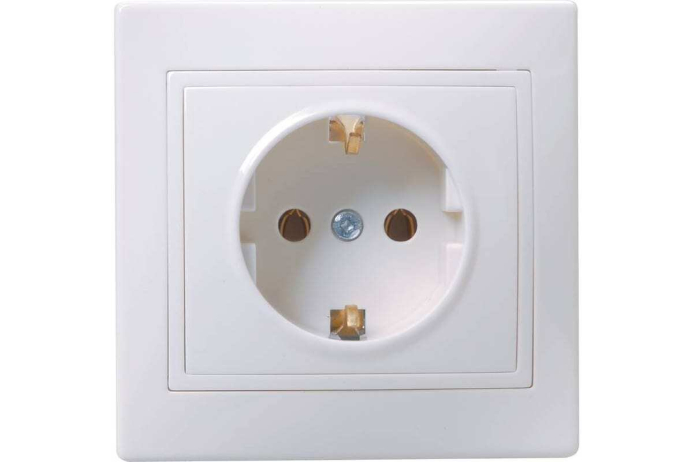 Розетка 1-местная РС10-3-КБ с заземлением без защитной шторки 16А керамика КВАРТА белый IEK