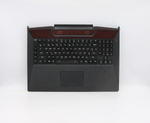 Верхняя панель с клавиатурой (топкейс) для ноутбука Lenovo Y910-17ISK черная, с подсветкой, раскладка - русская+украинская (5CB0M56044)
