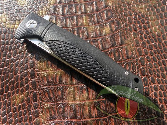Складной нож Reptilian Джага-02 черный c клинком из стали D2, рукоять G10