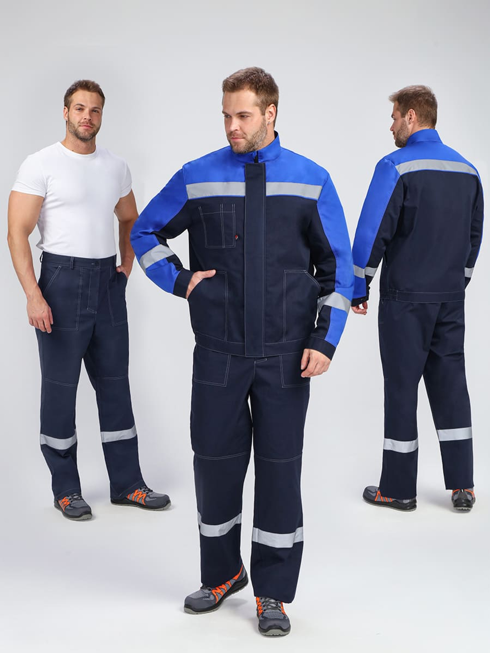 Костюм Бриготек-1 СОП (тк.Смесовая,260) брюки, т.синий/васильковый