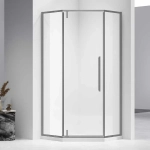 Душевое ограждение распашное Vincea Slim-N 900х900х1950 мм, профиль оружейная сталь, 6 мм, EasyClean