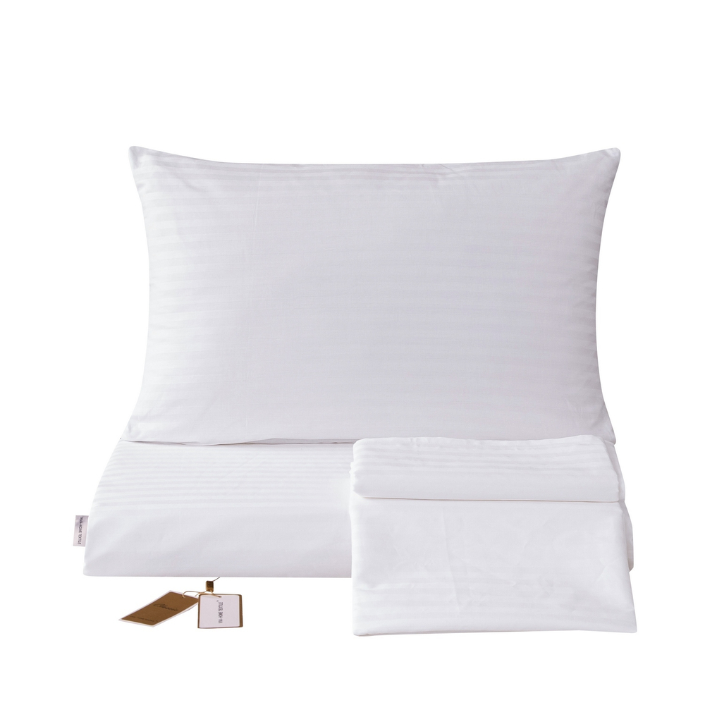 Комплект постельного белья Страйп Сатин Однотонный на резинке CTR036