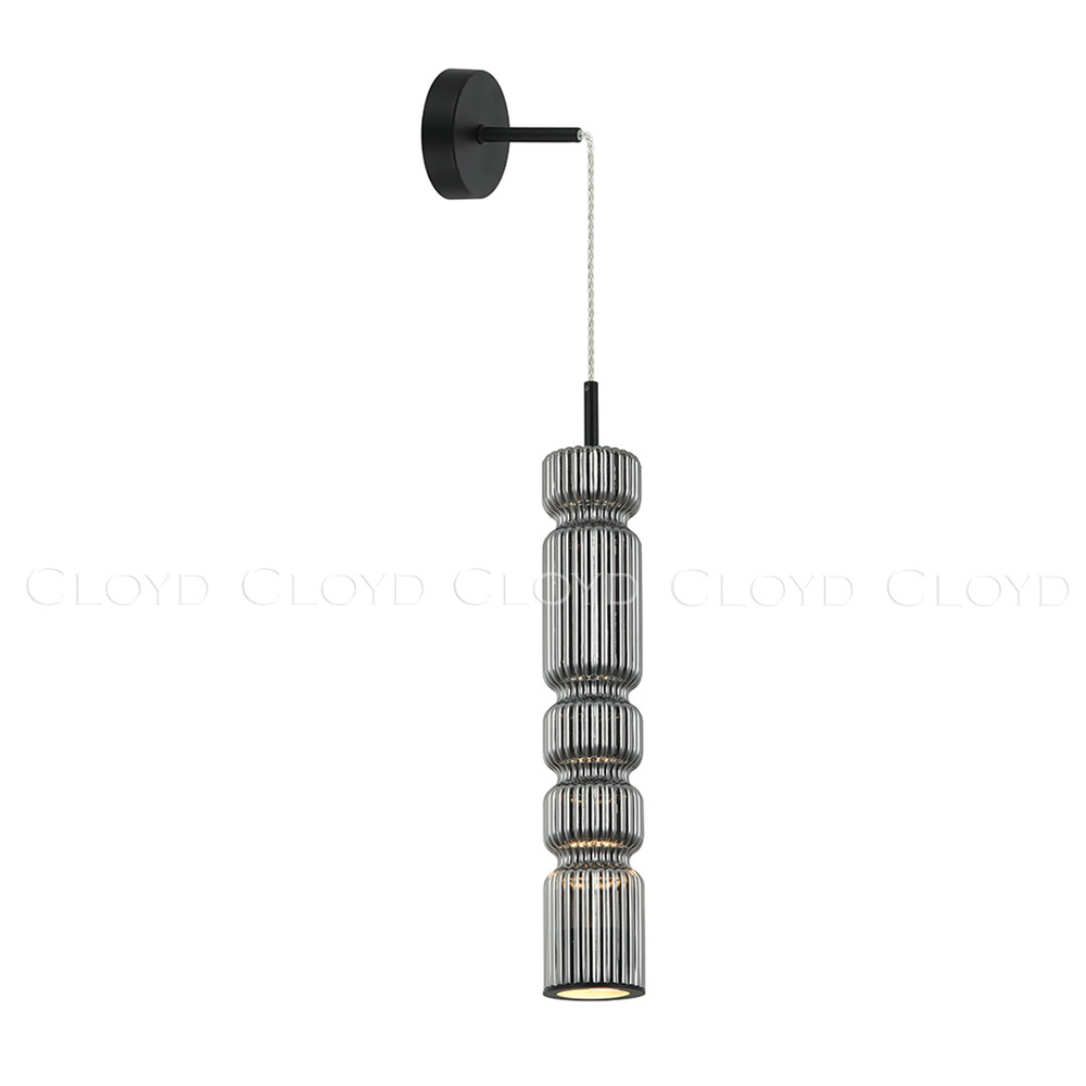 Подвесной светильник Cloyd HOW P1 / выс. 39 см - черный - дымчатое стекло (арт.11603)