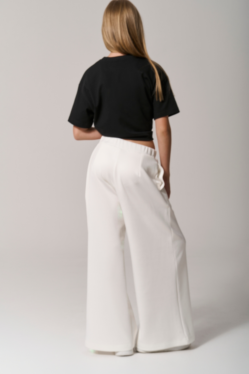 Брюки трикотажные wide leg белые