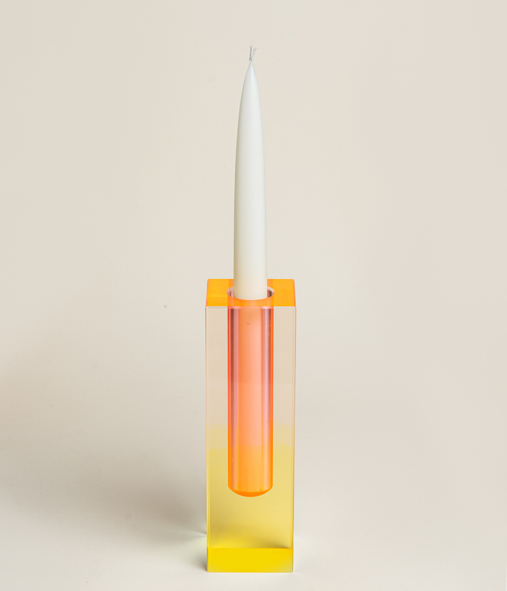 Ваза/Подсвечник из акрила 5 х 5 х 16 Оранжево-желтый