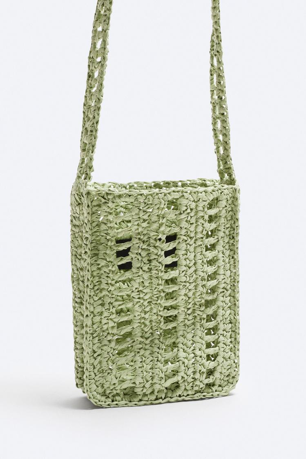 ZARA ПЛЕТЕНАЯ МИНИ-СУМКА, ЗЕЛЕНЫЙ