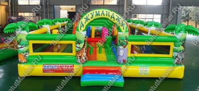 Коммерческий надувной батут "Джунгли малый со скалодромом" 10*7*2,8 м