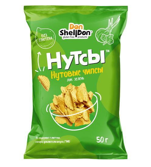 Чипсы нутовые НУТСЫ (Лук, зелень), 50г. (17 шт в коробе)