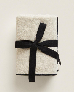ZARA HOME НАБОР ХЛОПКОВЫХ ПОЛОТЕНЕЦ (3 ШТ.), ПЕСОЧНЫЙ/ЭКРЮ