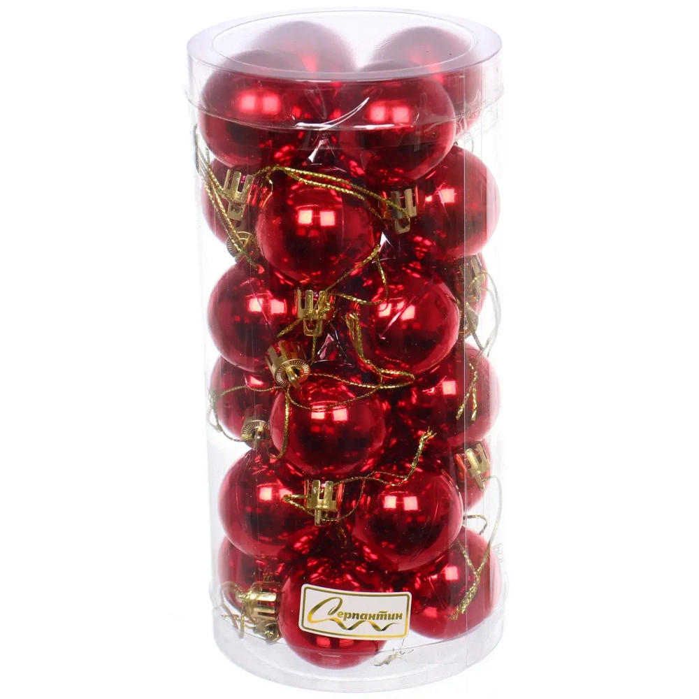 Новогодние шары 4 см (набор 24 шт) «Глянец», красный