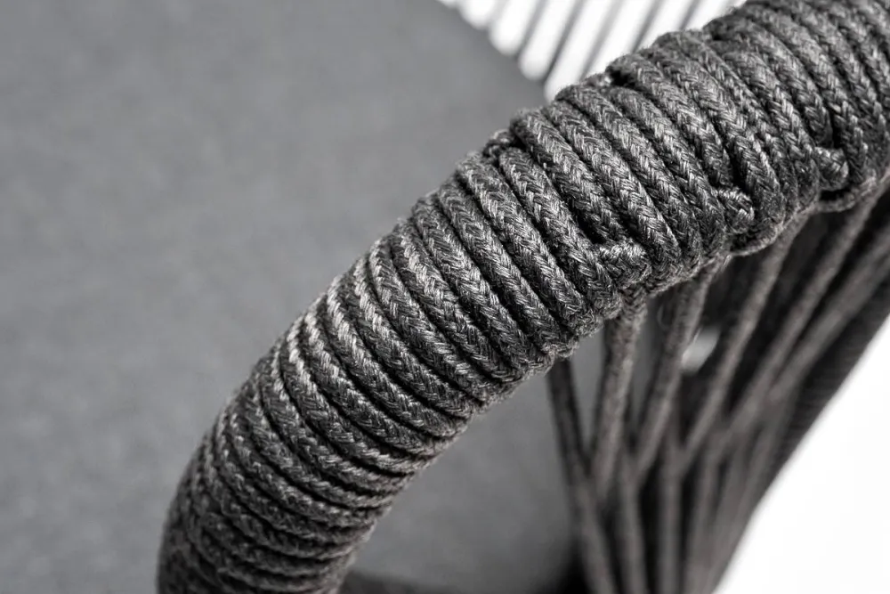 "Венето" обеденная группа на 6 персон со стульями "Милан", каркас темно-серый, роуп темно-серый