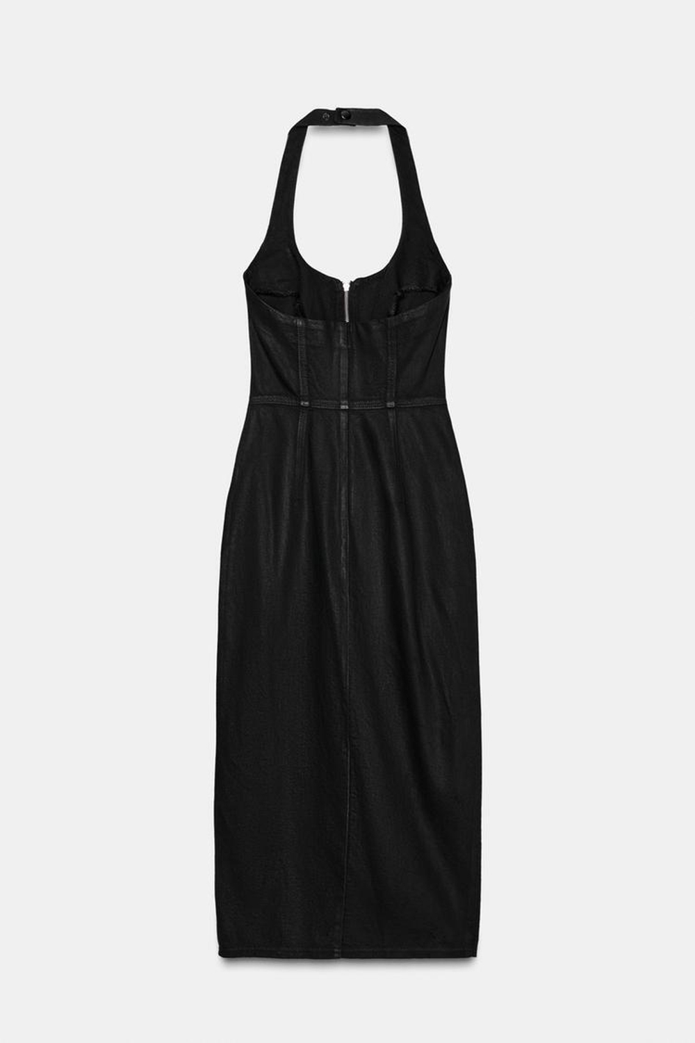 ZARA ДЖИНСОВОЕ ПЛАТЬЕ МИДИ С ЭФФЕКТОМ ВОЩЕНИЯ Z1975, ЧЕРНЫЙ