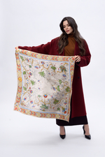 Платок «Зачатьевская роспись. Райский сад» 100% шёлк