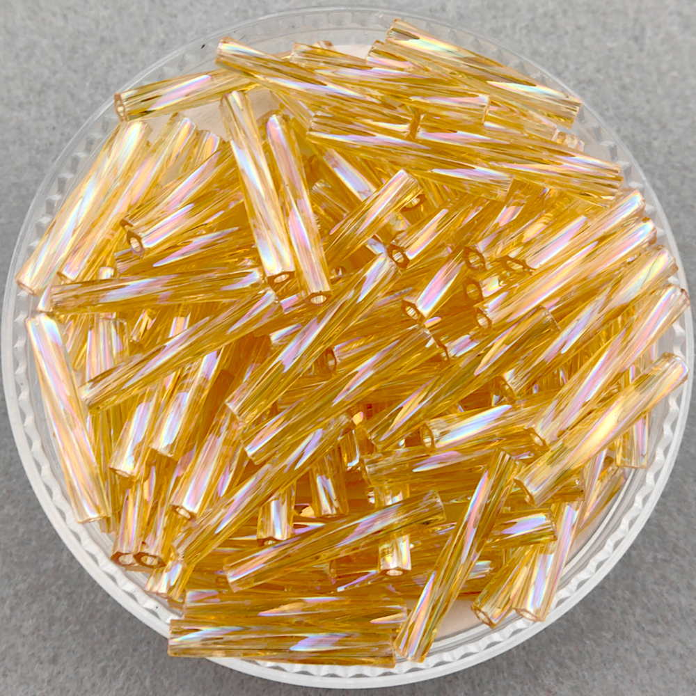 Стеклярус Miyuki Twisted Bugle, цвет #0251 (светлый топаз, прозрачный радужный)