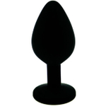 Анальная пробка из силикона с темно-фиолетовым стразом, M (Цвет: черный с фиолетовым)