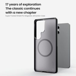 Чехол серый тонированный c MagSafe для Samsung Galaxy S26 Ultra, серия Super Frosted Shield Pro Magnetic (Clear version) от Nillkin