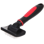 Расческа - пуходерка для животных «ПРОФФ - МОЙ БРО», прорезиненная ручка, цвет красный/черный, 7*16,5см (лейбл)