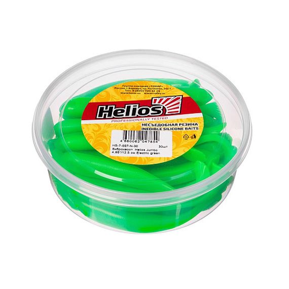 Виброхвост несъедоб. Jumbo 4,95&#39;/12.5 см Electric green 30шт. (HS-7-007-N-30) Helios
