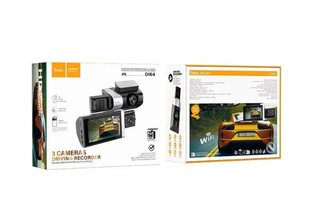 Автомобильный видеорегистратор HOCO DI64 2 камеры (черный)