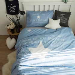 Постельное белье 1.5 Полуторка Сатин Детское Звезда голубой