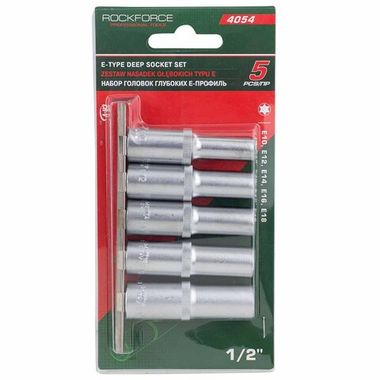 Набор головок глубоких Е-профиль 1/2 (5 предметов)