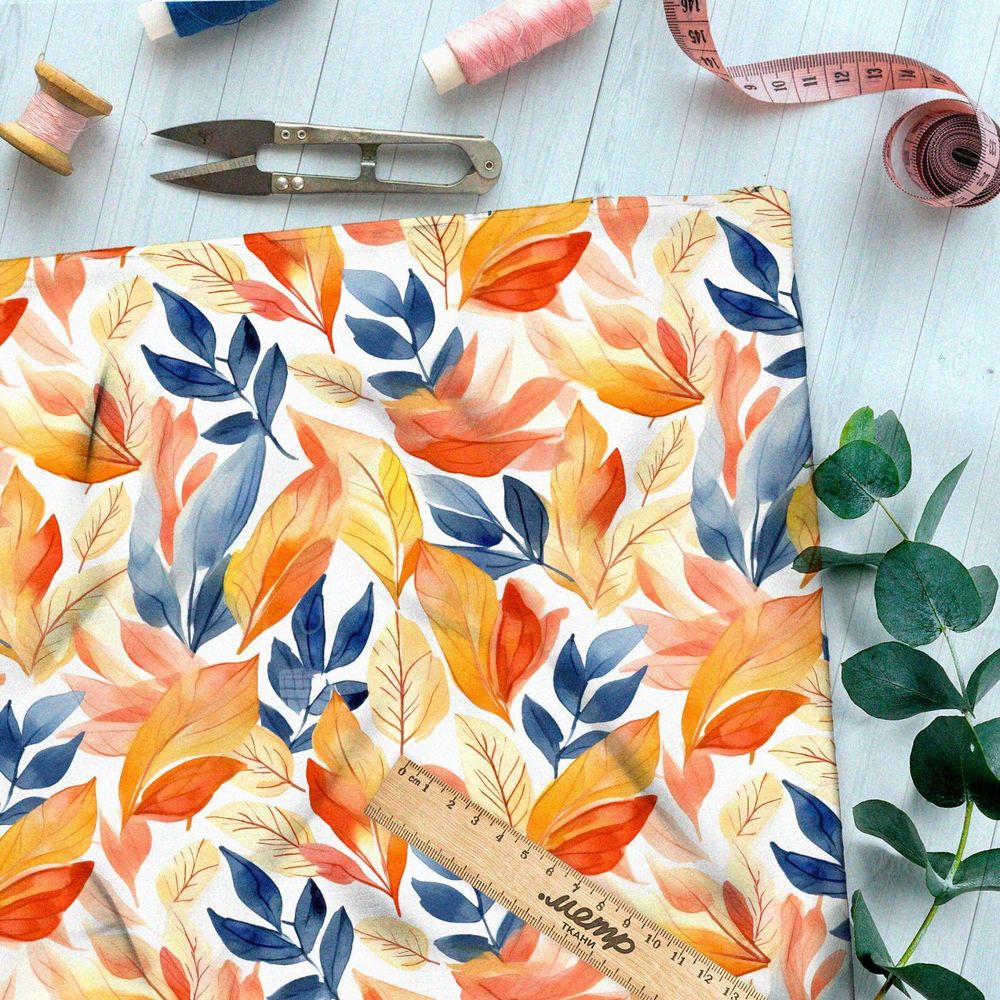 Ткань премиум флис осенние мотивы