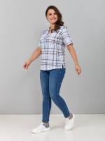 Блузка БЛ-122/голубой-корклетка