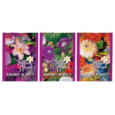 Блокнот А7, 40л, скоба, клетка, Альт Цветы, ассорти, 1шт