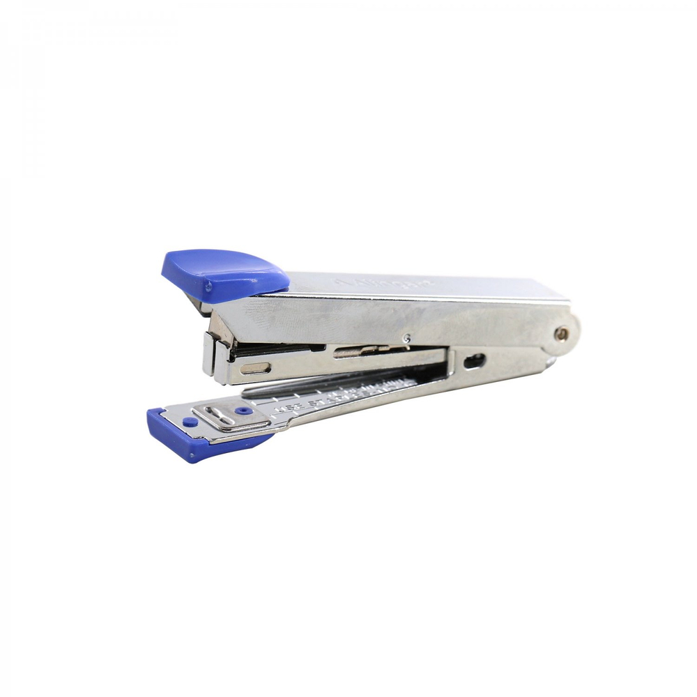 Степлер №10 Alingar, на 10 л., корпус металлический хром, с синей вставкой