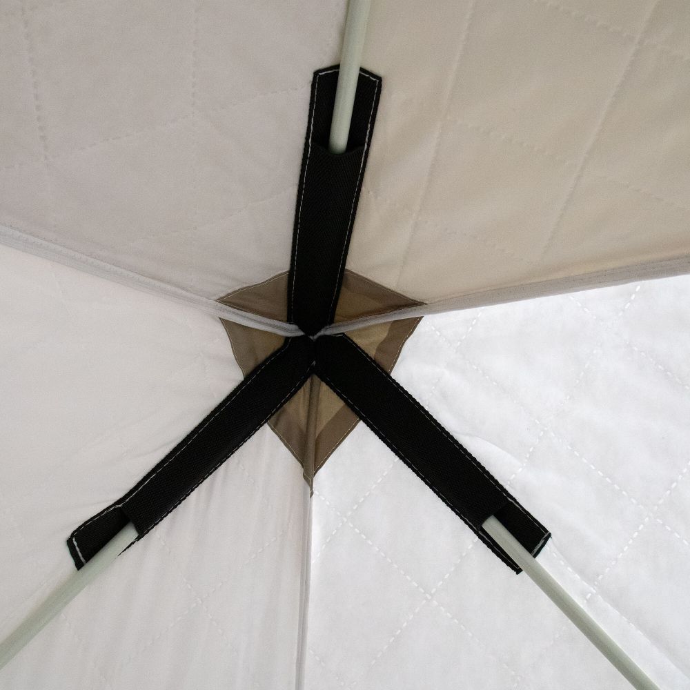 Палатка зимняя куб СЛЕДОПЫТ &quot;Premium&quot; 2,1х2,1 м, S по полу 4,4 кв.м, 3 слоя, цв. оливковый/белый