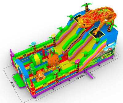 Коммерческий надувной батут «Хамелеон и динозавры Ультра 3» 12*6*6 м